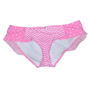 Joe Boxer Women's Pink And White striped Bikini Swim Bottoms Medium
